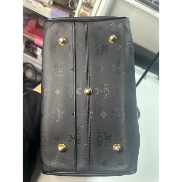 Women's MCM Boston Bag Black/Gold Monogram Size One Size - Picture 7 of 11